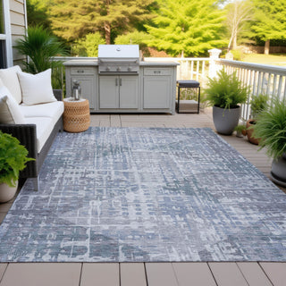 Piper Looms Chantille Geometric ACN2026 Blue Machine Washable Area Rug Outdoor Lifestyle Image Feature