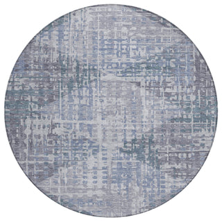 Piper Looms Chantille Geometric ACN2026 Blue Machine Washable Area Rug Round Main Image