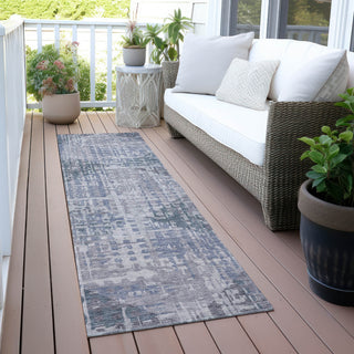 Piper Looms Chantille Geometric ACN2026 Blue Machine Washable Area Rug Runner Outdoor Lifestyle Image Feature