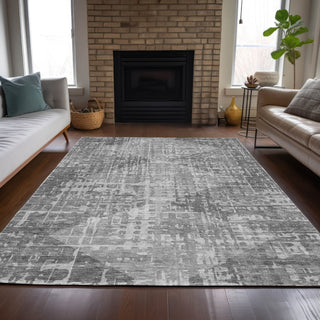 Piper Looms Chantille Geometric ACN2026 Gray Machine Washable Area Rug Lifestyle Image Feature
