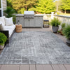 Piper Looms Chantille Geometric ACN2026 Gray Machine Washable Area Rug Outdoor Lifestyle Image Feature