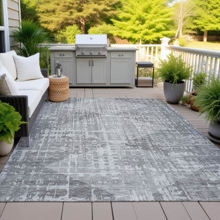 Piper Looms Chantille Geometric ACN2026 Gray Machine Washable Area Rug Outdoor Lifestyle Image Feature