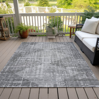 Piper Looms Chantille Geometric ACN2026 Gray Machine Washable Area Rug Outdoor Lifestyle Image Feature