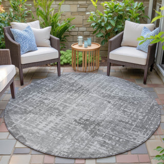 Piper Looms Chantille Geometric ACN2026 Gray Machine Washable Area Rug Round Outdoor Lifestyle Image Feature