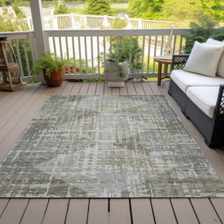 Piper Looms Chantille Geometric ACN2026 Pewter Machine Washable Area Rug Outdoor Lifestyle Image Feature
