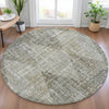 Piper Looms Chantille Geometric ACN2026 Pewter Machine Washable Area Rug Round Lifestyle Image Feature