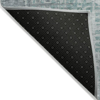 Piper Looms Chantille Geometric ACN2026 Teal Machine Washable Area Rug Backing Image