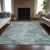 Piper Looms Chantille Geometric ACN2026 Teal Machine Washable Area Rug Lifestyle Image Feature