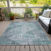 Piper Looms Chantille Geometric ACN2026 Teal Machine Washable Area Rug Outdoor Lifestyle Image Feature