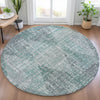 Piper Looms Chantille Geometric ACN2026 Teal Machine Washable Area Rug Round Lifestyle Image Feature