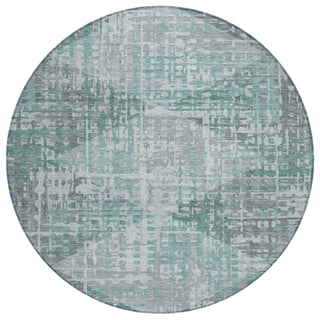 Piper Looms Chantille Geometric ACN2026 Teal Machine Washable Area Rug Round Main Image