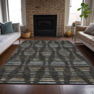 Piper Looms Chantille Stripes ACN2027 Coffee Machine Washable Area Rug Lifestyle Image Feature