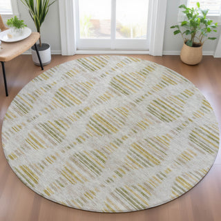 Piper Looms Chantille Stripes ACN2027 Ivory Machine Washable Area Rug Round Lifestyle Image Feature