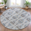 Piper Looms Chantille Stripes ACN2027 Putty Machine Washable Area Rug Round Lifestyle Image Feature