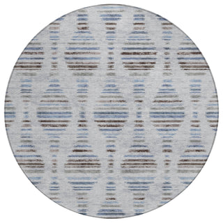 Piper Looms Chantille Stripes ACN2027 Putty Machine Washable Area Rug Round Main Image
