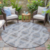 Piper Looms Chantille Stripes ACN2027 Putty Machine Washable Area Rug Round Outdoor Lifestyle Image Feature