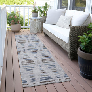 Piper Looms Chantille Stripes ACN2027 Putty Machine Washable Area Rug Runner Outdoor Lifestyle Image Feature