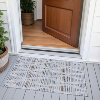 Piper Looms Chantille Stripes ACN2027 Putty Machine Washable Area Rug Scatter Outdoor Lifestyle Image Feature