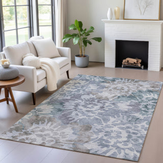 Piper Looms Chantille Floral ACN2028 Blue Machine Washable Area Rug Lifestyle Image Feature