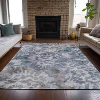 Piper Looms Chantille Floral ACN2028 Blue Machine Washable Area Rug Lifestyle Image Feature