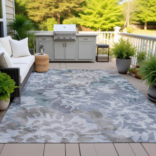 Piper Looms Chantille Floral ACN2028 Blue Machine Washable Area Rug Outdoor Lifestyle Image Feature