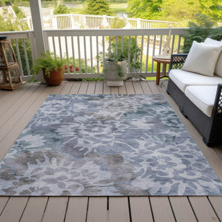Piper Looms Chantille Floral ACN2028 Blue Machine Washable Area Rug Outdoor Lifestyle Image Feature