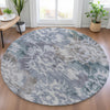 Piper Looms Chantille Floral ACN2028 Blue Machine Washable Area Rug Round Lifestyle Image Feature