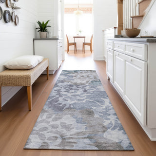 Piper Looms Chantille Floral ACN2028 Blue Machine Washable Area Rug Runner Lifestyle Image Feature