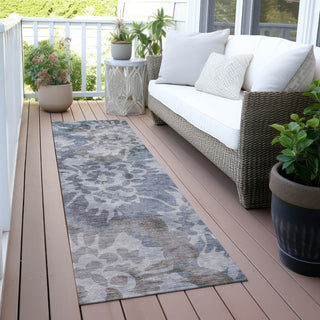 Piper Looms Chantille Floral ACN2028 Blue Machine Washable Area Rug Runner Outdoor Lifestyle Image Feature