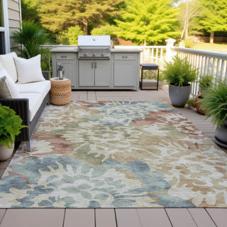 Piper Looms Chantille Floral ACN2028 Paprika Machine Washable Area Rug Outdoor Lifestyle Image Feature