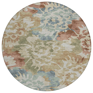 Piper Looms Chantille Floral ACN2028 Paprika Machine Washable Area Rug Round Main Image