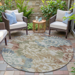 Piper Looms Chantille Floral ACN2028 Paprika Machine Washable Area Rug Round Outdoor Lifestyle Image Feature