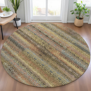 Piper Looms Chantille Stripes ACN2029 Brown Machine Washable Area Rug Round Lifestyle Image Feature