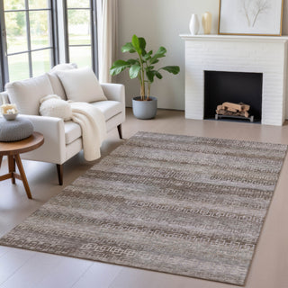 Piper Looms Chantille Stripes ACN2029 Chocolate Machine Washable Area Rug Lifestyle Image Feature