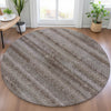 Piper Looms Chantille Stripes ACN2029 Chocolate Machine Washable Area Rug Round Lifestyle Image Feature