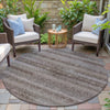 Piper Looms Chantille Stripes ACN2029 Chocolate Machine Washable Area Rug Round Outdoor Lifestyle Image Feature