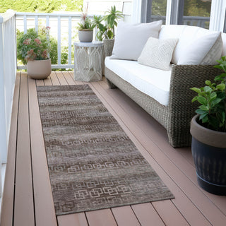 Piper Looms Chantille Stripes ACN2029 Chocolate Machine Washable Area Rug Runner Outdoor Lifestyle Image Feature