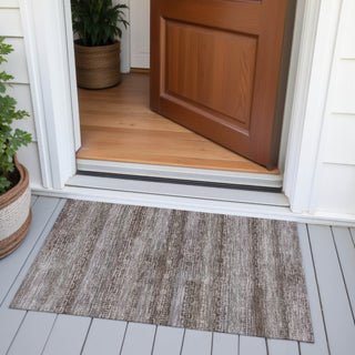 Piper Looms Chantille Stripes ACN2029 Chocolate Machine Washable Area Rug Scatter Outdoor Lifestyle Image Feature