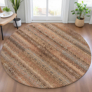 Piper Looms Chantille Stripes ACN2029 Copper Machine Washable Area Rug Round Lifestyle Image Feature
