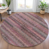 Piper Looms Chantille Stripes ACN2029 Pink Machine Washable Area Rug Round Lifestyle Image Feature