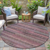 Piper Looms Chantille Stripes ACN2029 Pink Machine Washable Area Rug Round Outdoor Lifestyle Image Feature