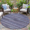 Piper Looms Chantille Stripes ACN2029 Plum Machine Washable Area Rug Round Outdoor Lifestyle Image Feature
