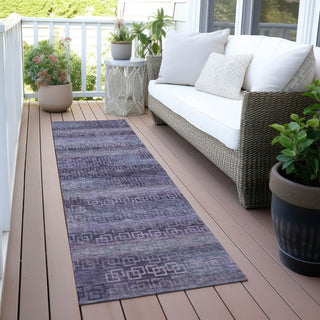 Piper Looms Chantille Stripes ACN2029 Plum Machine Washable Area Rug Runner Outdoor Lifestyle Image Feature
