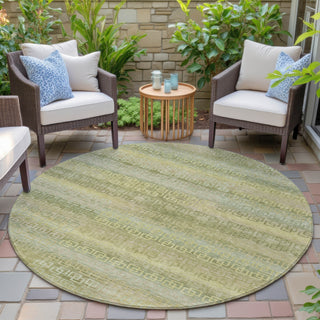 Piper Looms Chantille Stripes ACN2029 Sage Machine Washable Area Rug Round Outdoor Lifestyle Image Feature