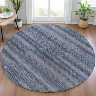 Piper Looms Chantille Stripes ACN2029 Taupe Machine Washable Area Rug Round Lifestyle Image Feature