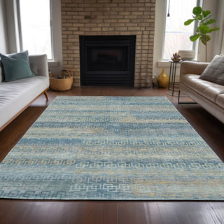 Piper Looms Chantille Stripes ACN2029 Teal Machine Washable Area Rug Lifestyle Image Feature