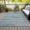 Piper Looms Chantille Stripes ACN2029 Teal Machine Washable Area Rug Outdoor Lifestyle Image Feature