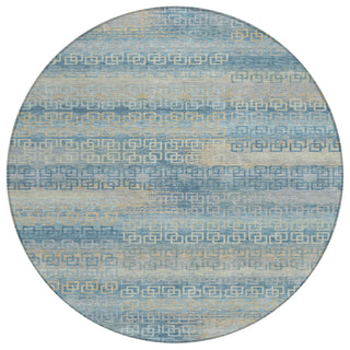 Piper Looms Chantille Stripes ACN2029 Teal Machine Washable Area Rug Round Main Image