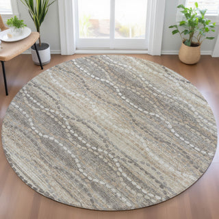 Piper Looms Chantille Gradient ACN2030 Beige Machine Washable Area Rug Round Lifestyle Image Feature