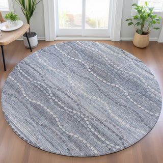Piper Looms Chantille Gradient ACN2030 Blue Machine Washable Area Rug Round Lifestyle Image Feature